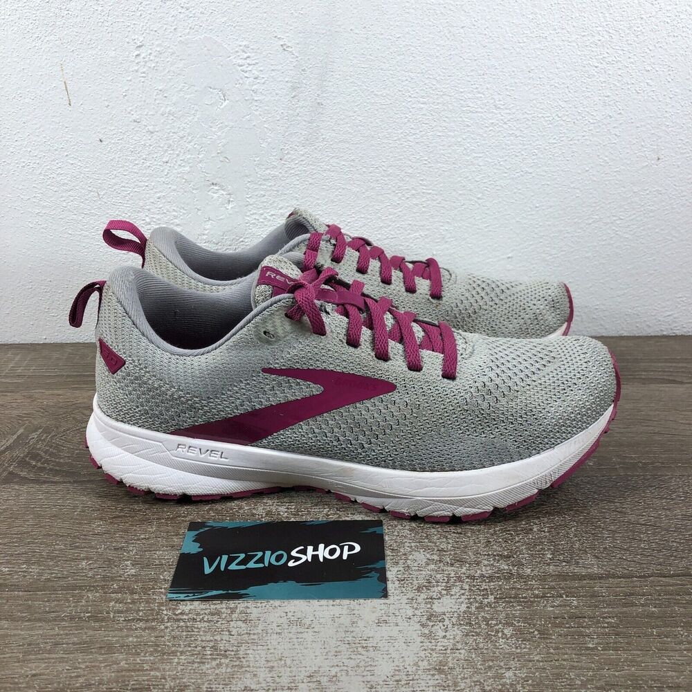 Brooks Revel 5 Grey White Baton Rouge Running Shoes Women 8 B Medium 1203611B033